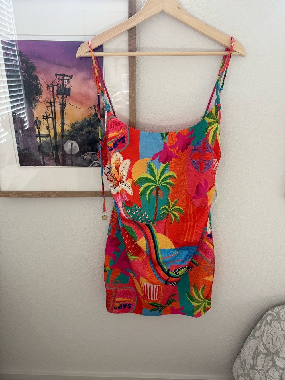 Kulani Kinis Bright Multi Tropical Print Spaghetti Strap Camisole